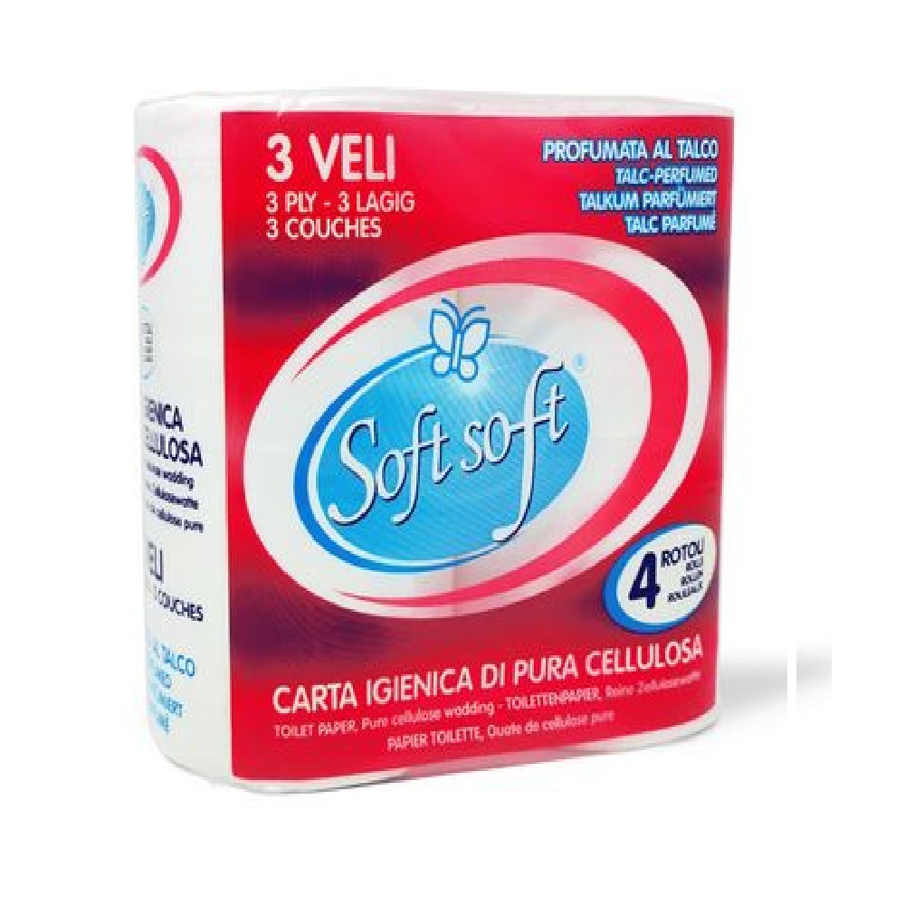 Carta Igienica 3 veli SOFT SOFT rossa 4 rotoli, 700 gr.