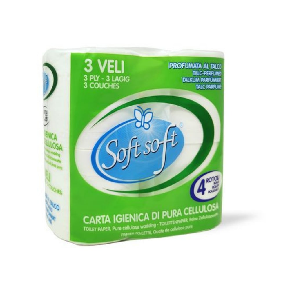 Carta Igienica 3 veli SOFT SOFT verde 4 rotoli, 600 gr.