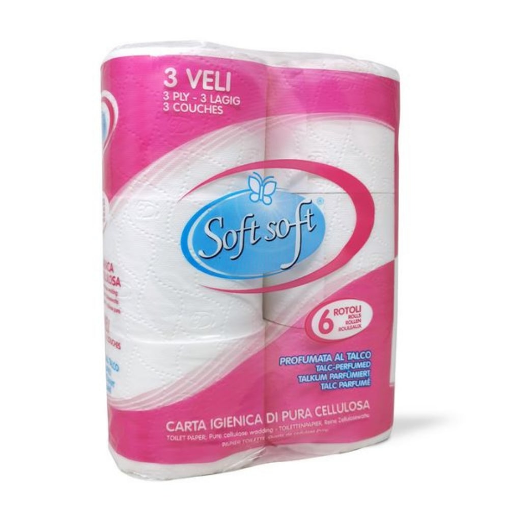 Carta Igienica 3 veli SOFT SOFT rosa 6 rotoli, 600 gr.