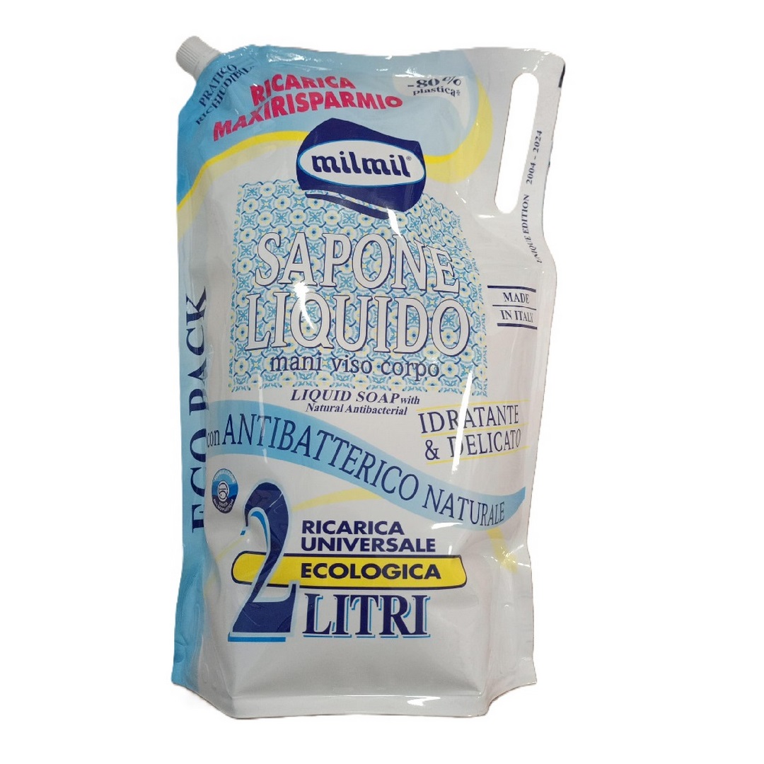 Sapone liquido in ecoricarica MIL MIL con antibatterico naturale 2000 ml