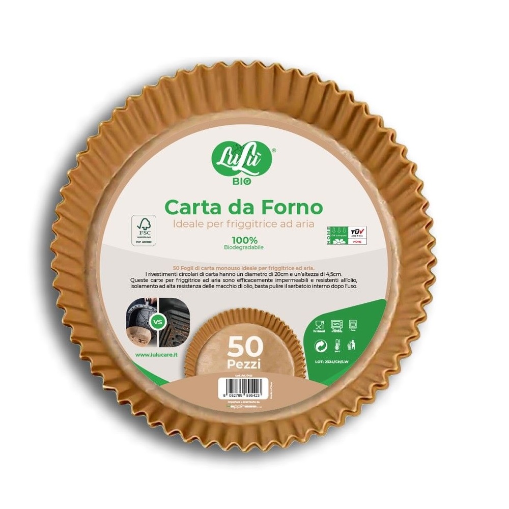 Carta da forno per friggitrice ad aria bio PRIMO rotonda, 50 pz