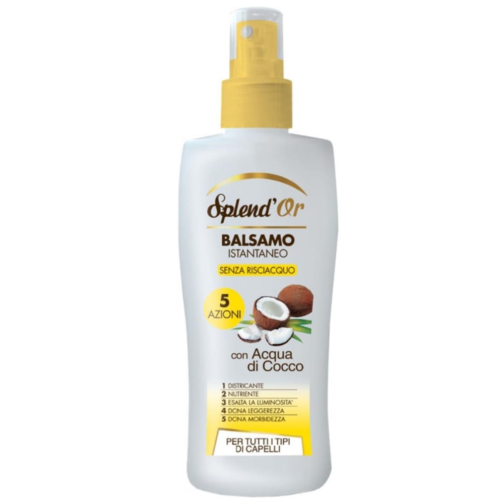 Balsamo per capelli Istantaneo Senza Risciacquo con Acqua di Cocco SPLEND'OR 200 ml