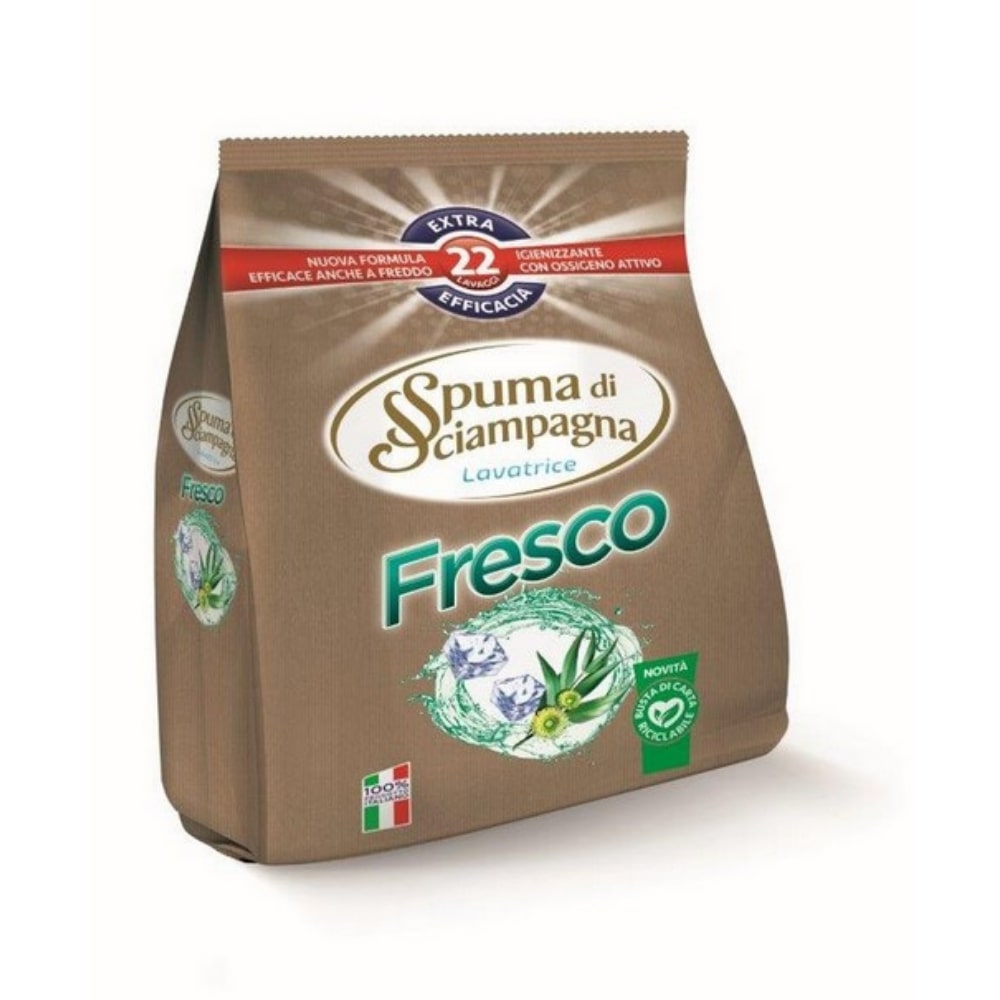 Detersivo per lavatrice in polvere Sacco Fresco Puro SPUMA DI SCIAMPAGNA 990 gr 22 lav.