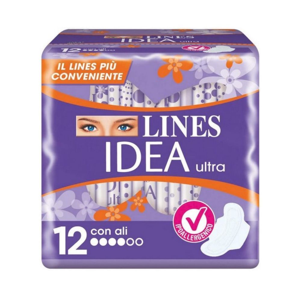 Assorbenti ultra con ali LINES IDEA 12 pz