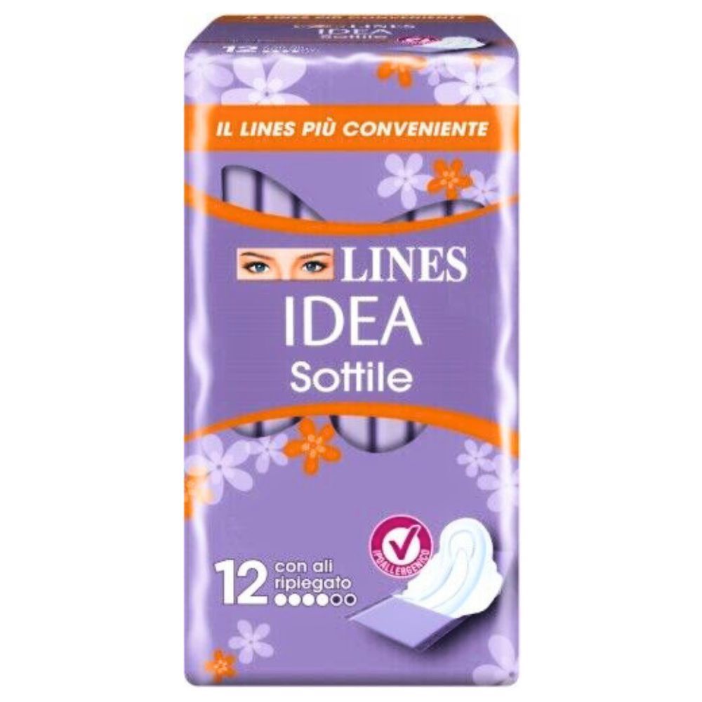 Assorbenti ripiegati con ali LINES IDEA 12 pz