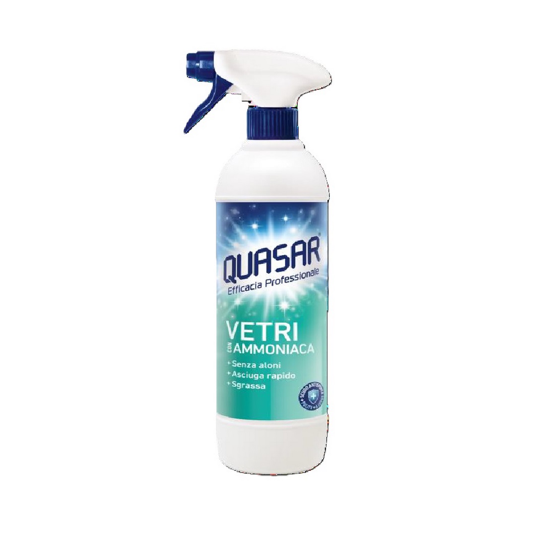 Detergente spray per vetri QUASAR con ammoniaca 680 ml