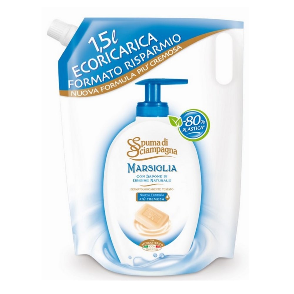 Sapone liquido Marsiglia in Ecoricarica SPUMA DI SCIAMPAGNA 1500 ml