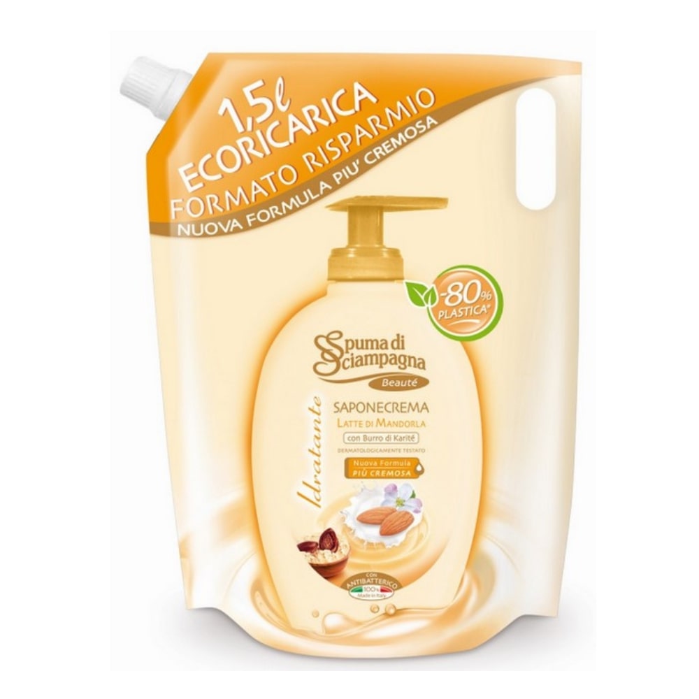 Sapone liquido Latte di Mandorla in Ecoricarica SPUMA DI SCIAMPAGNA 1500 ml