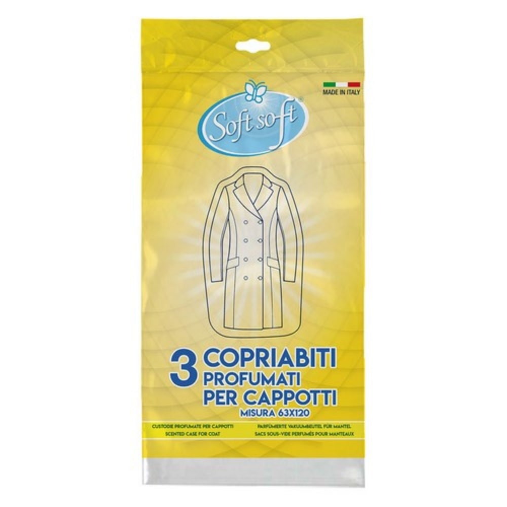 Custodie profumate SOFT SOFT per cappotti, 63x120 cm, 3 pz.