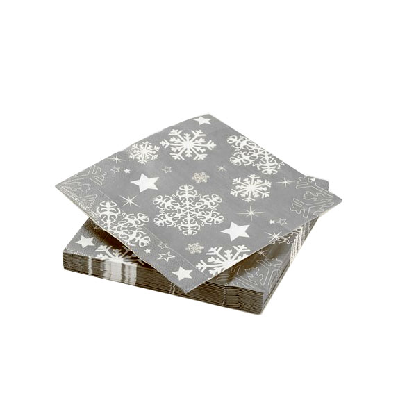 Tovaglioli natale  40x40 SOFT SOFT argento decorati  30 pz