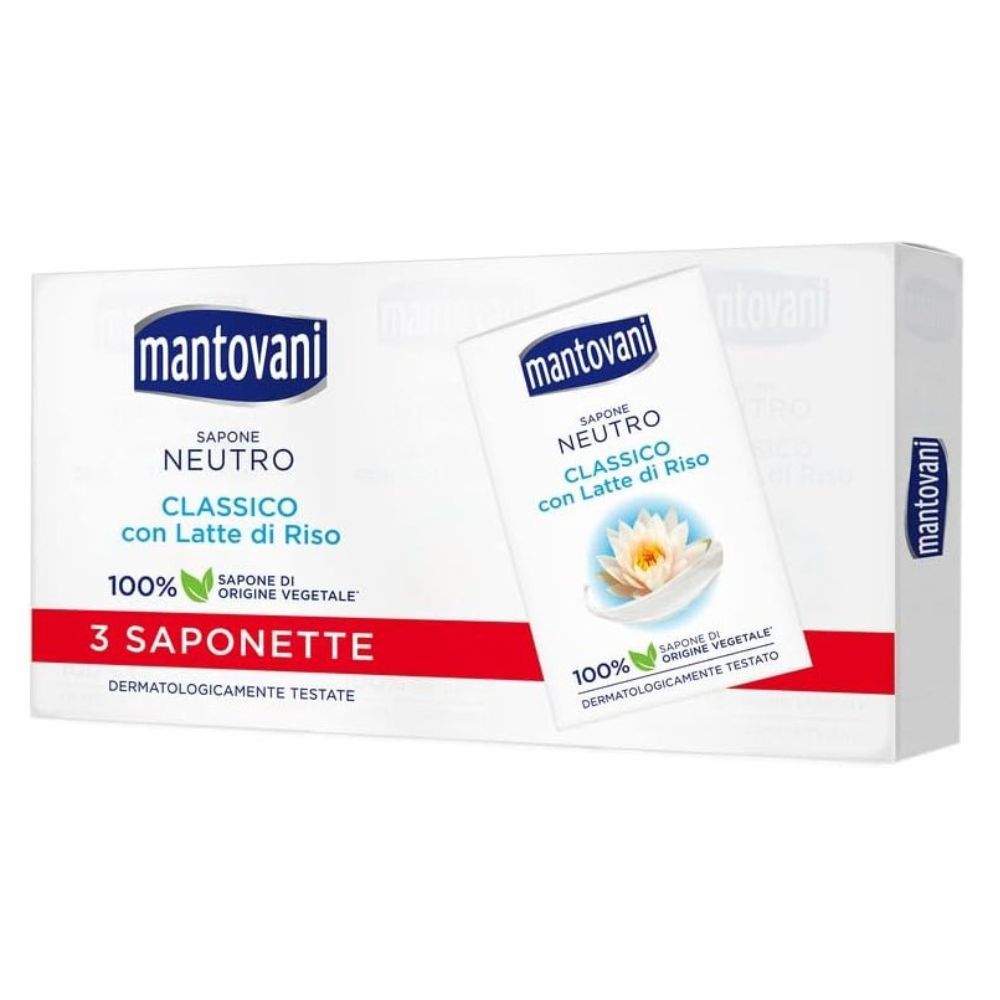 Saponetta neutra MANTOVANI classica con latte di riso 3 pz