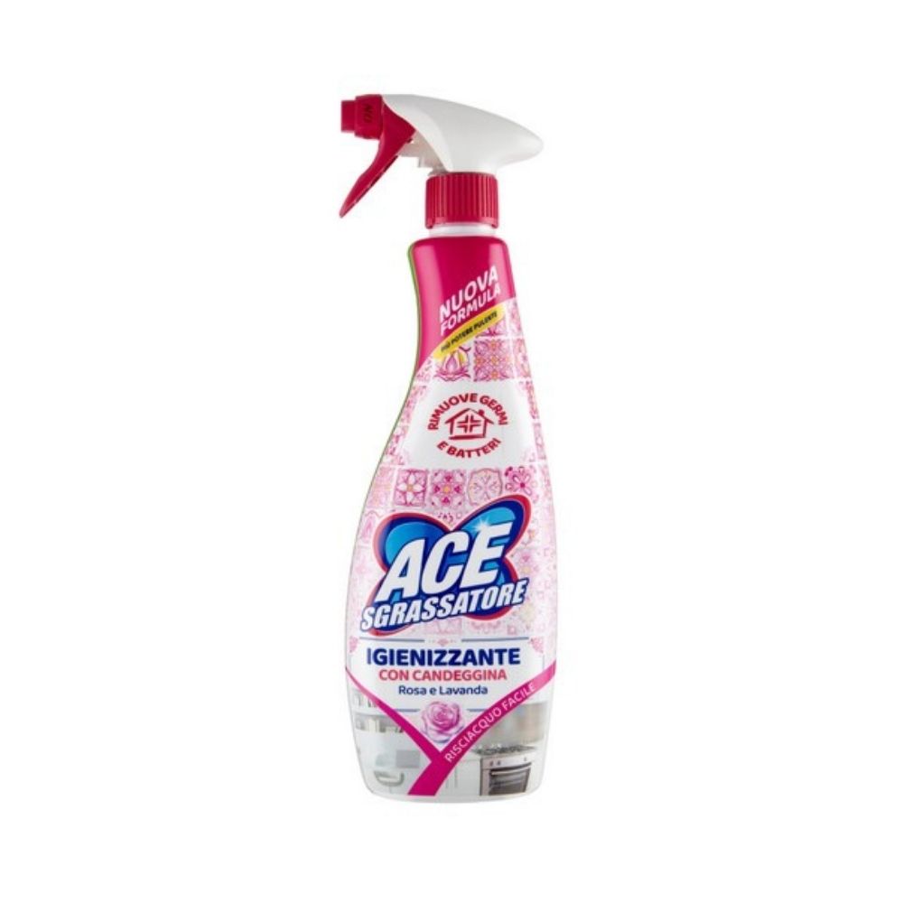 Sgrassatore ACE igienizzante con candeggina rosa e lavanda 550 ml