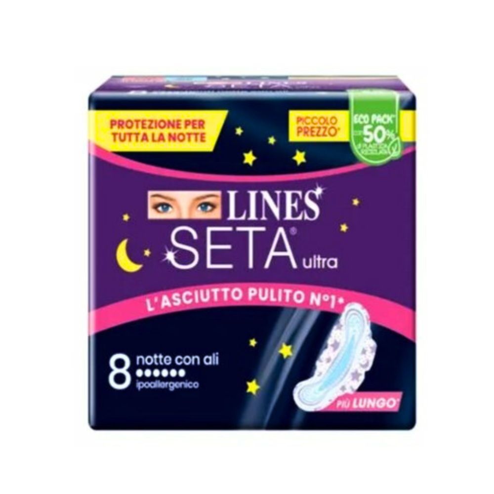 Assorbenti notte ultra seta LINES 8 pz