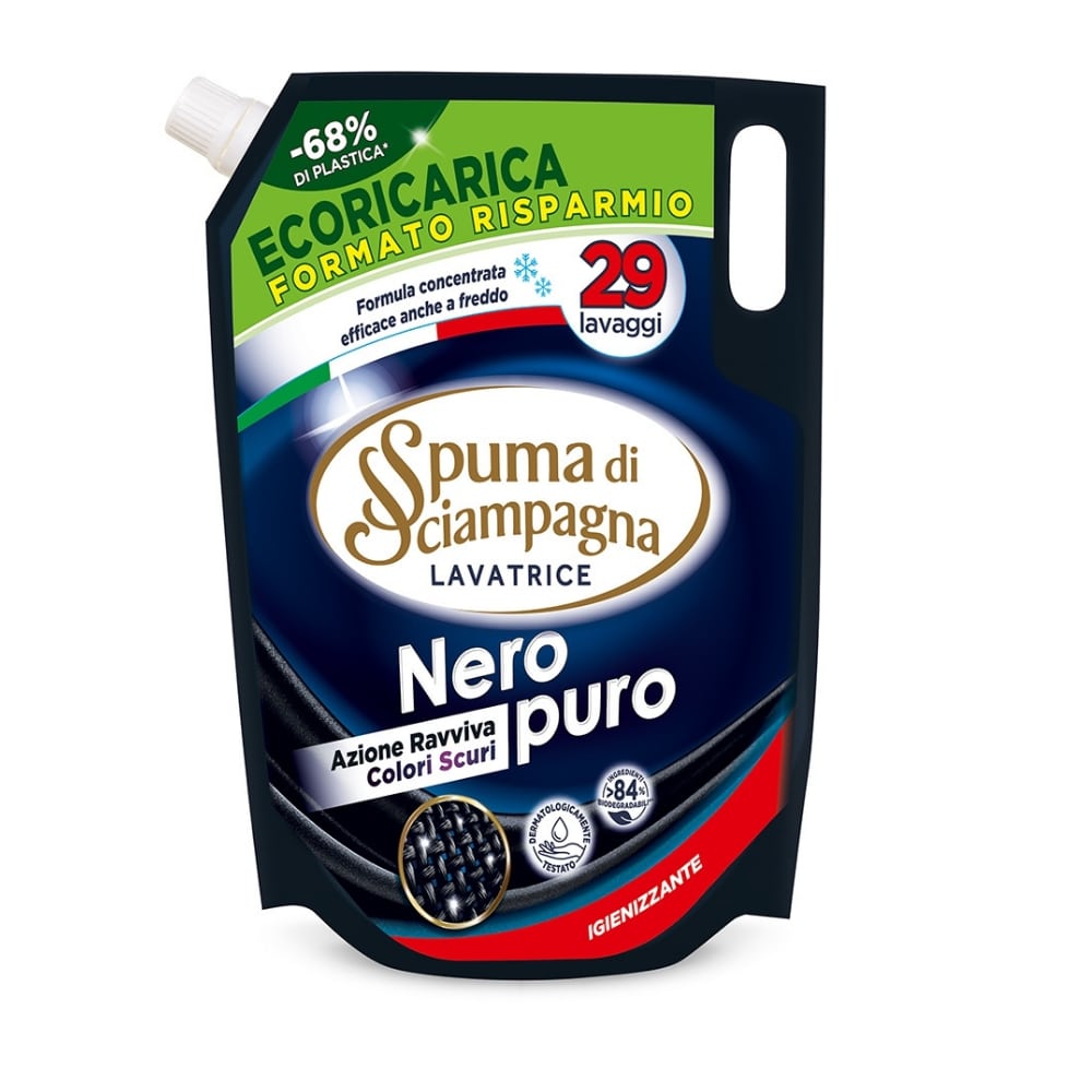 Ammorbidente concentrato Nero Puro in Ecoricarica SPUMA DI SCIAMPAGNA 1305 ml