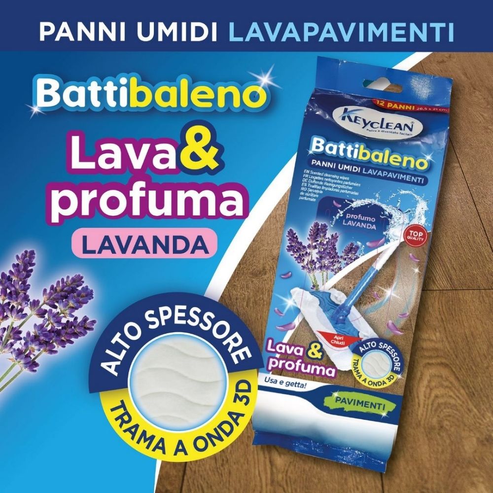 Panni umidi lavapavimenti Lavanda, 12 pz