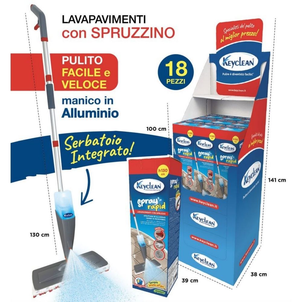 Mop con spruzzino integrato, 130 cm