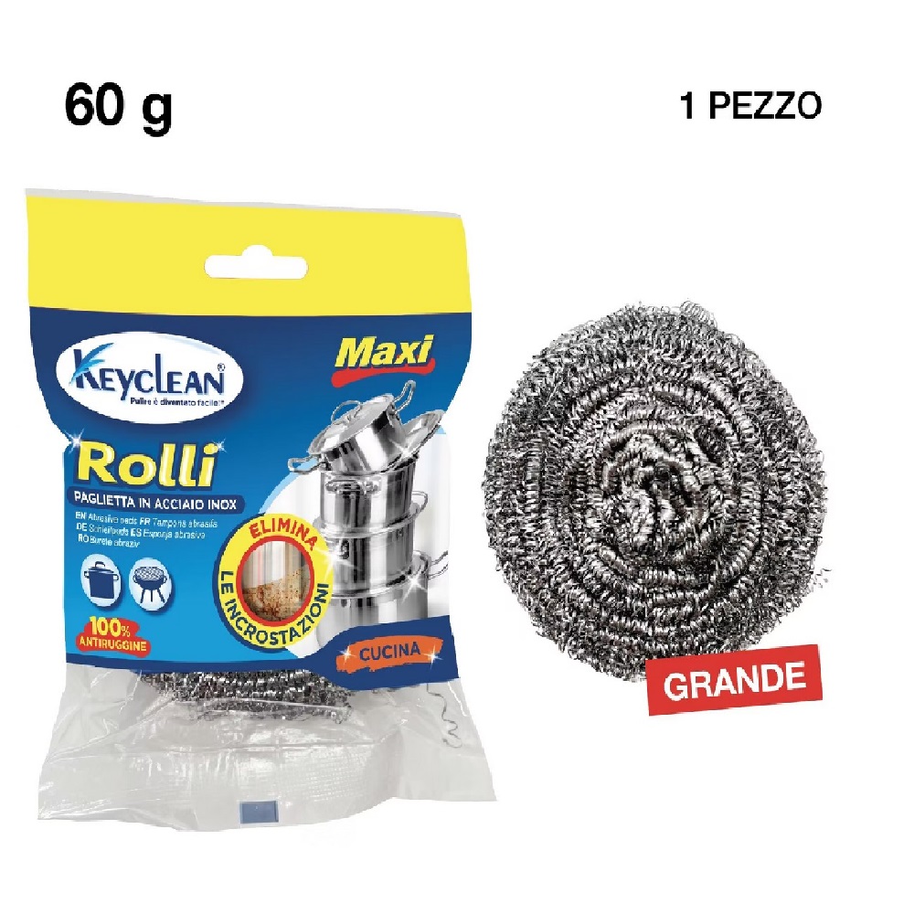 Paglietta rotonda in acciaio Inox, 60 gr, 1 pz