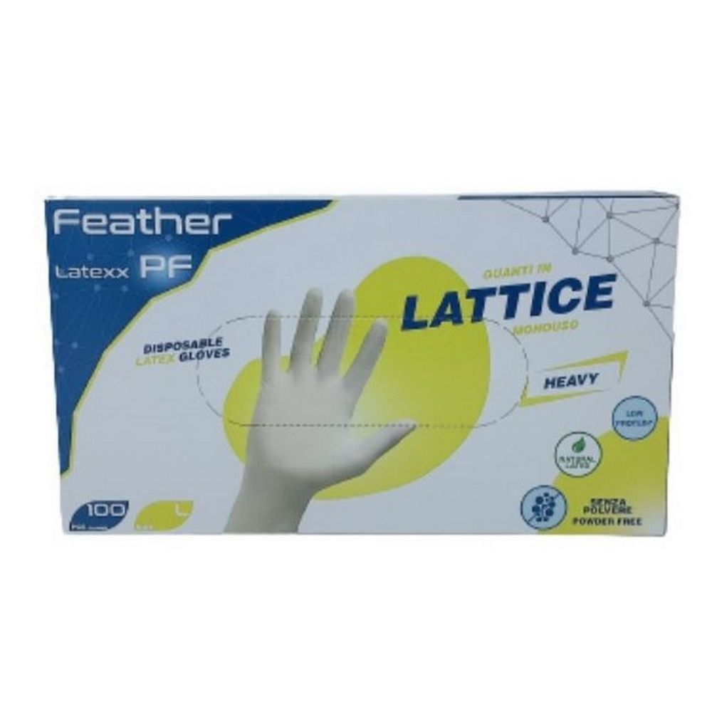 Guanti in lattice senza polvere FEATHER LATEXX, taglia L, 100 pz