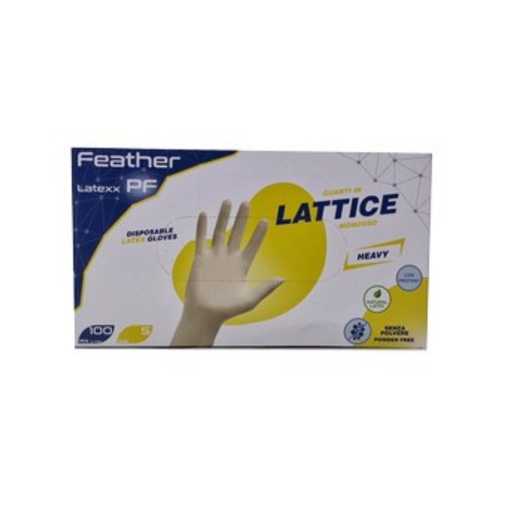 Guanti in lattice senza polvere FEATHER LATEXX, taglia S, 100 pz