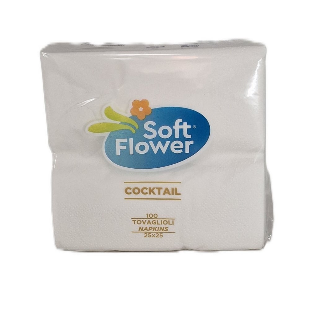 Tovaglioli 25x25 SOFT FLOWER bianco, 100 pz