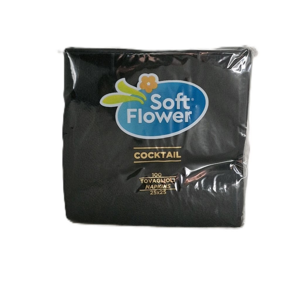 Tovaglioli 25x25 SOFT FLOWER nero, 100 pz