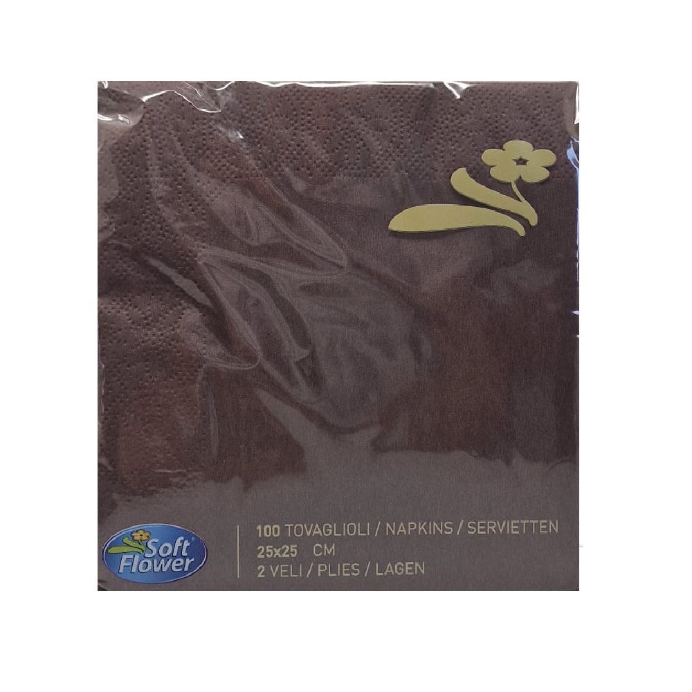 Tovaglioli 25x25 SOFT FLOWER cacao, 100 pz