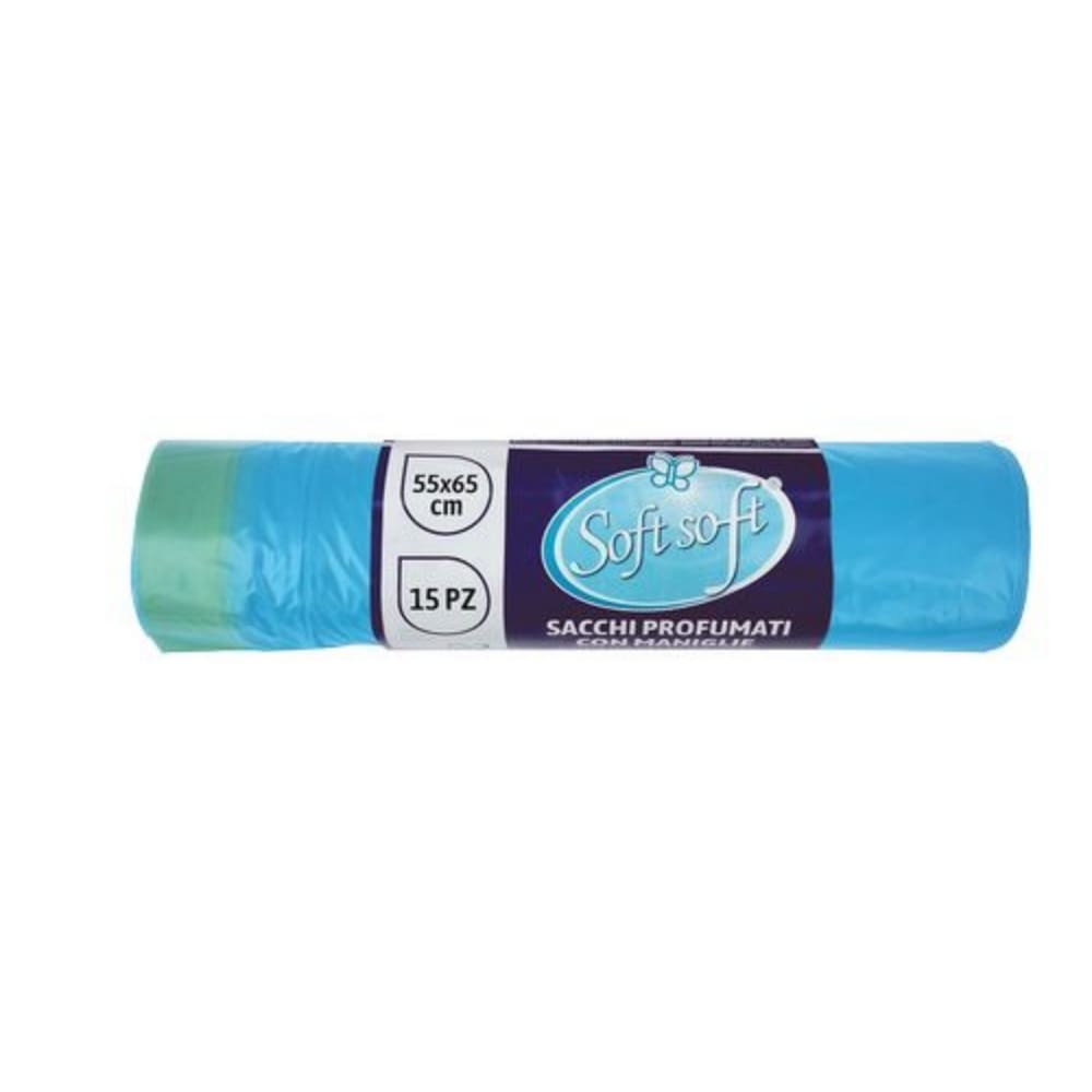 Sacchi pattumiera profumati e con manici SOFT SOFT 55x65 azzurro