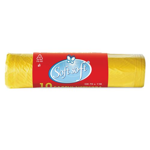 Sacchi pattumiera SOFT SOFT, 110x70 cm giallo 10 pz