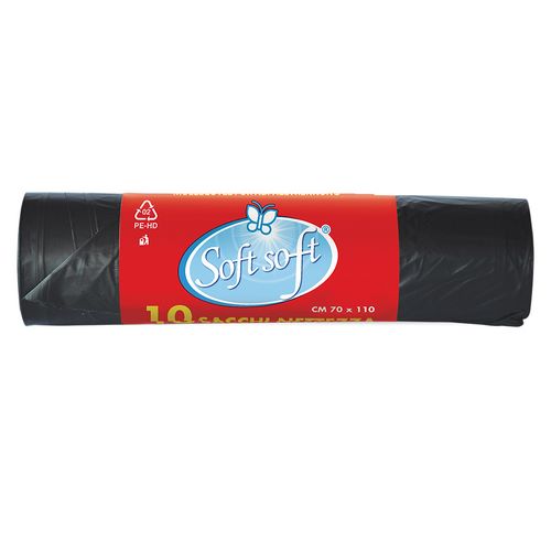 Sacchi pattumiera SOFT SOFT, 110x70 cm nero 10 pz