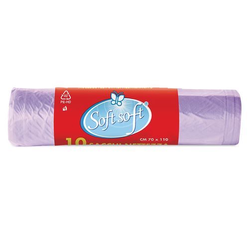 Sacchi pattumiera SOFT SOFT, 110x70 cm viola 10 pz