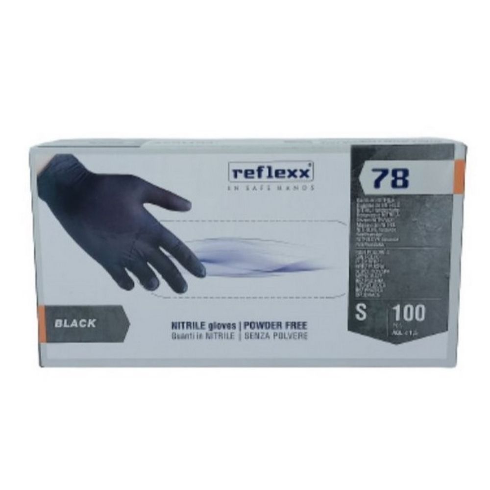 Guanti in nitrile senza polvere nero FEATHER LATEXX, taglia S, 100 pz