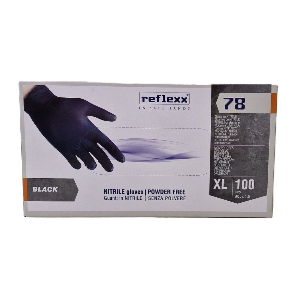 Guanti in nitrile senza polvere nero FEATHER LATEXX, taglia XL, 100 pz