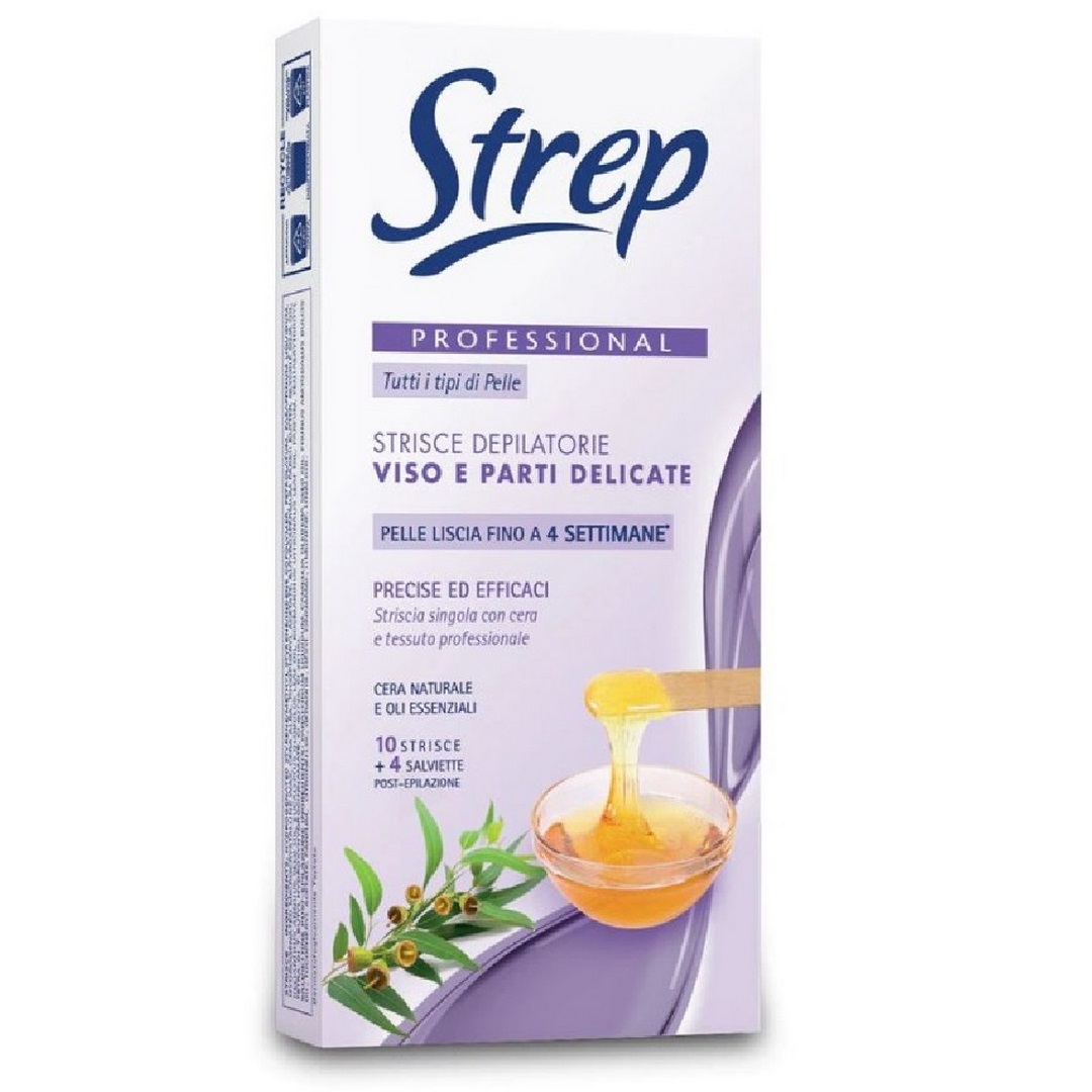 Strisce depilatorie per viso e parti delicate, 10 pz