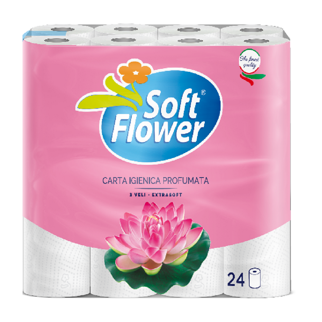 Carta igienica profumata SOFT FLOWER, 3 veli, 24 pz.