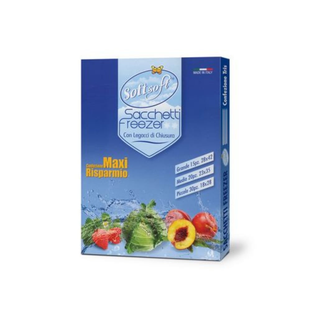 Sacchetti freezer in scatola assortiti piccoli medi e grandi SOFT SOFT  60 pz